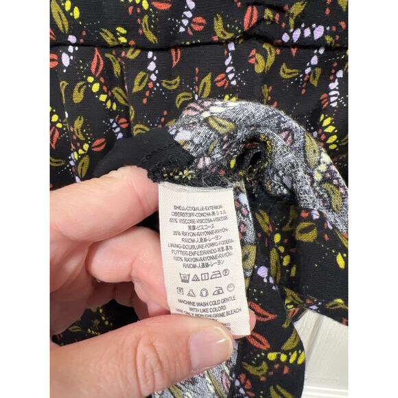 Free People Meet Virginia Black Printed Romper Shorts with Split Sleeve Size 4 - Picture 11 of 12